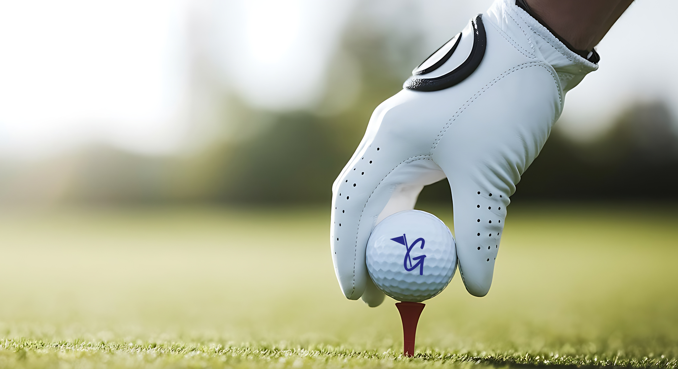 Hand placing golf ball on tee