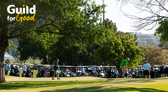 Golf carts lined up at Indiana Golf Tournament